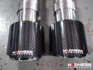 Jaguar F-TYPE Performance Exhaust System - MADNESS - 2.0L Turbo - Center Exit - Carbon Fiber Exhaust Tips Jaguar F-TYPE Performance Exhaust System - MADNESS - 2.0L Turbo - Center Exit - Carbon Fiber Exhaust Tips